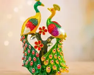 Peacock Pair Trinket Box (Natural Color)