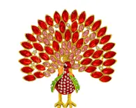 Peacock Trinket Box (Red Stones)