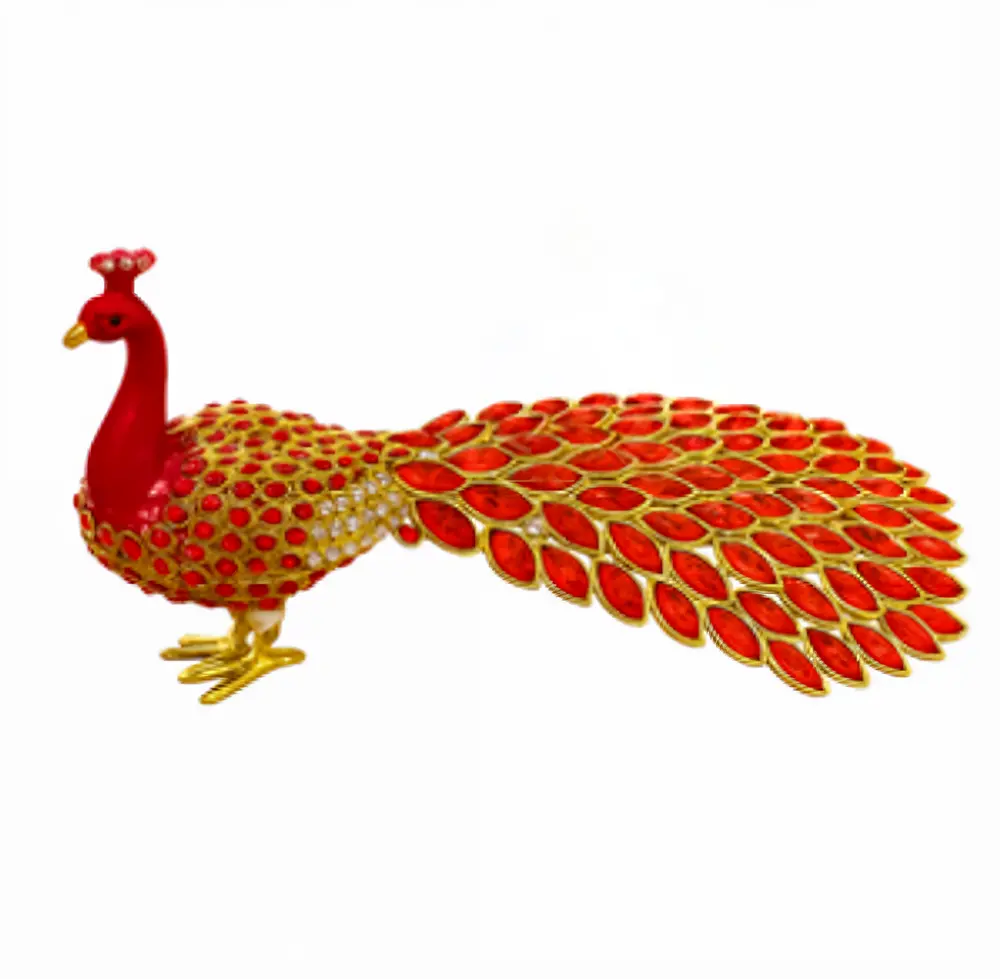 Peacock Long Trinket Box (Red)