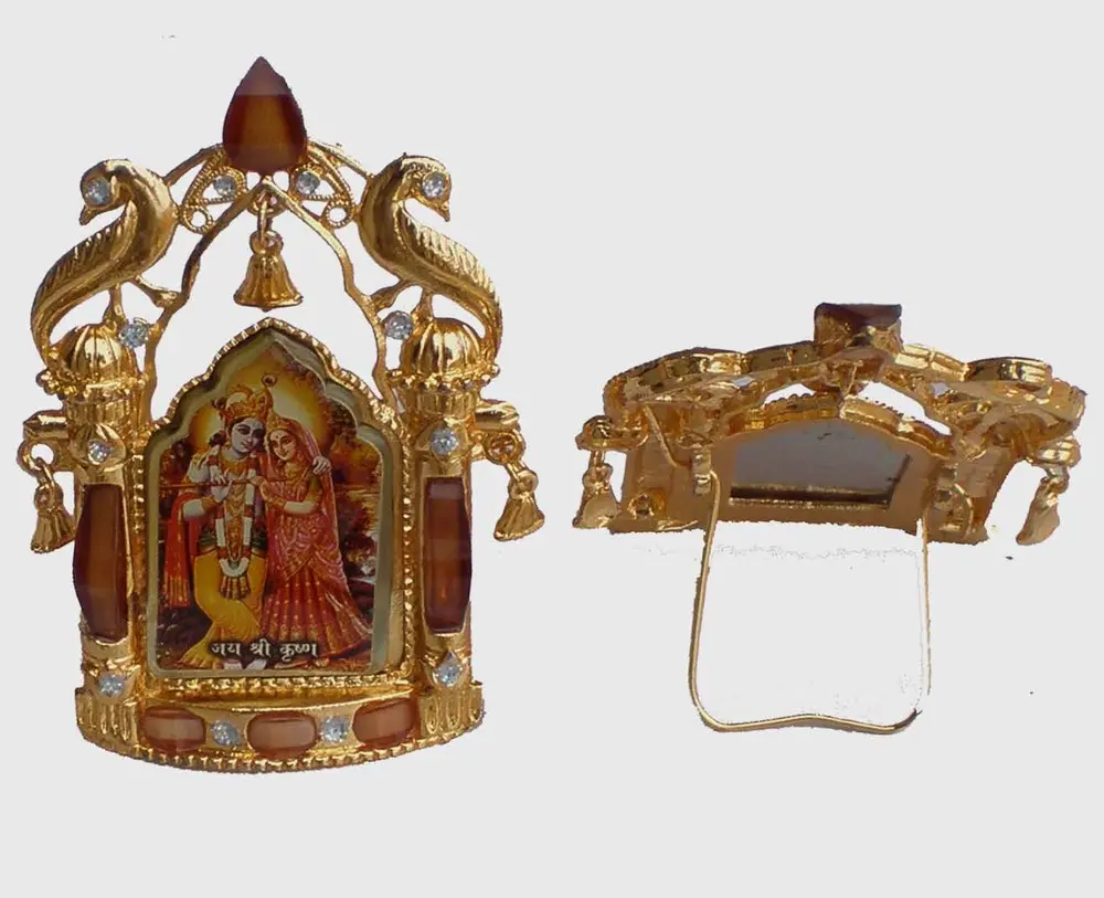 Radha Krishna Golden Stand with Diamonds