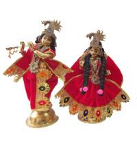 Radha Krishna Velvet Dress with Floral and Gems Work