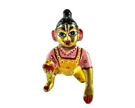 Radharani Painted Brass Sitting Deity