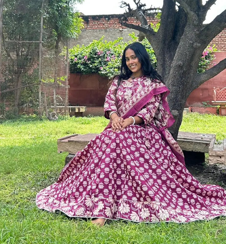 Radha Gopi Dress Set - 3 piece including Blouse and Chunni