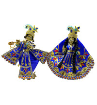 Radha Krishna Deity Dress Golden Gems Multicolor Diamonds