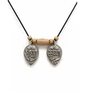 Radha Krishna Engraved Pendant with Wooden Beads