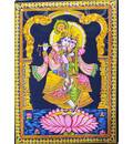 Wall Hanging -- Radha and Krishna Standing in Lotus Flower (30\"x40\")