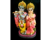 Radha and Krishna with Peacock Polyresin Figure (5" high)