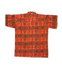 Kurta -- Om Print with Collar, Short Sleeves