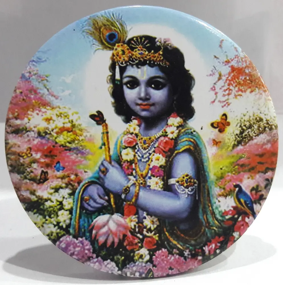 Folding Altar Stand 3\" -- Krishna Smiling