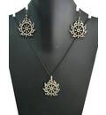 Sudarshan Chakra Set - Pair of Earrings & Matching Pendant with Black Thread