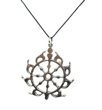 Sudarshan Chakra Big White Metal Pendant with Black Thread