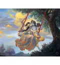 Radha and Krishna on a Swing Looking at Each Other (Pack of 10 Greeting Cards)