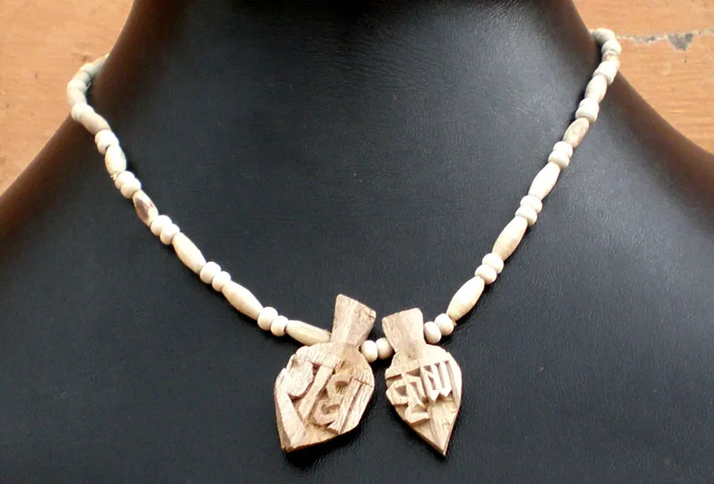 Tulsi Neck Beads - Radha Krishna Name Carved