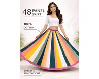 Gopi Dress -- 48 Panel Skirt, Alternating Colors with Border