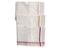 Dhoti White Cotton Thick -- Plain Color Borders