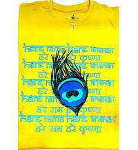 T-Shirt: Peacock Feather with Hare Krishna Mantra