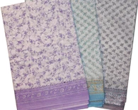 Sari, Cotton Printed -- Vrindavan Print Sari (Pastel colors on white background)