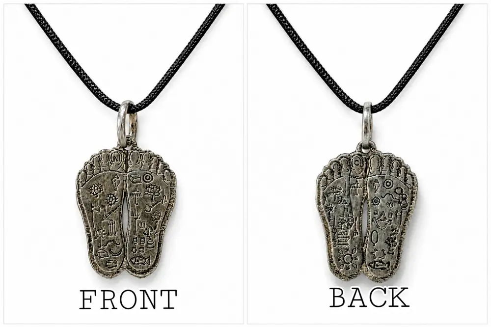 Double side engraved Krishna\'s Feet Pendant