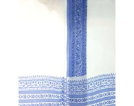 Sari, Fine Cotton -- White with Printed Blue Border