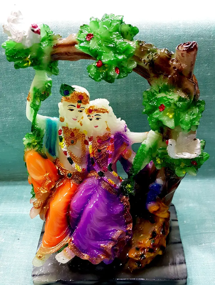 Glow in the Dark Radha Krishna on Swing -- Small Size(6\"x9\")