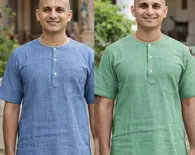 Kurta -- Cotton Khadi, Plain Color