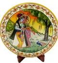 Marble Hand Painted Plate with Radha Krishna 9\"