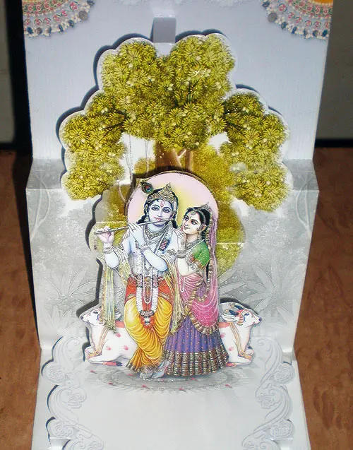 Radha-Krishna Under a Tree Pop-Up Greeting Card
